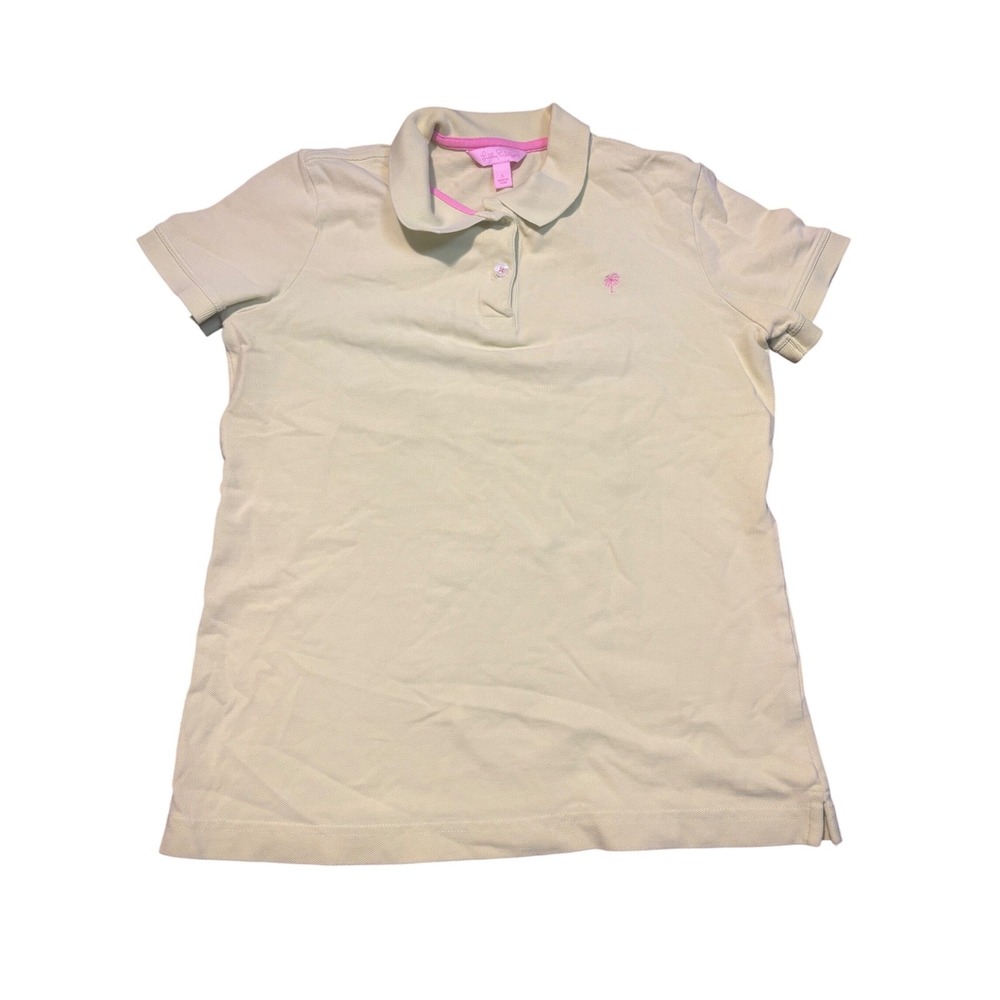 Lilly Pulitzer Polo Shirt Short Sleeve  Yellow Sz S resort‎ tropical pima cotton